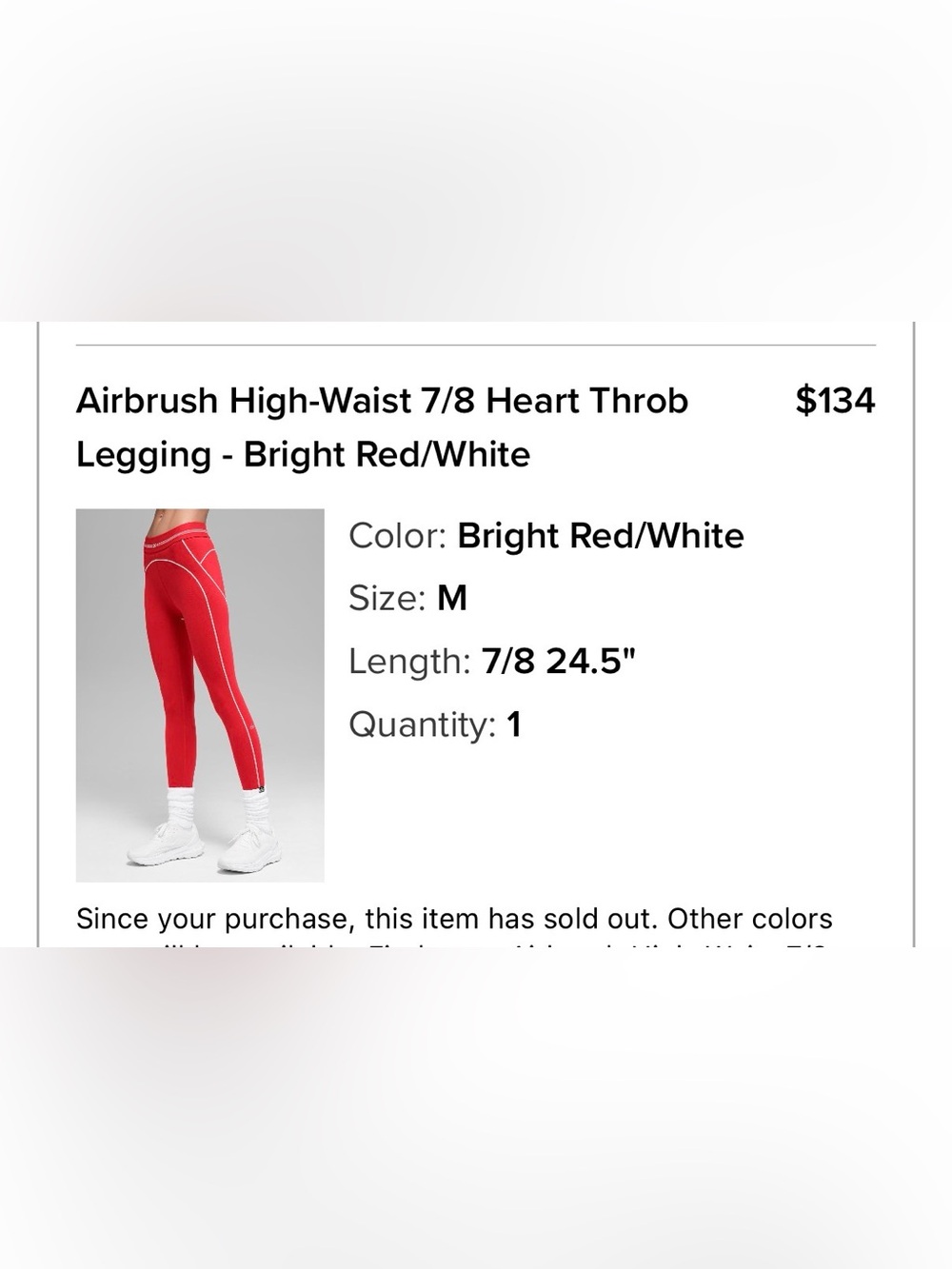 Never Worn High-Waist 7/8 Heart Throb Leggings - Bright Red/White